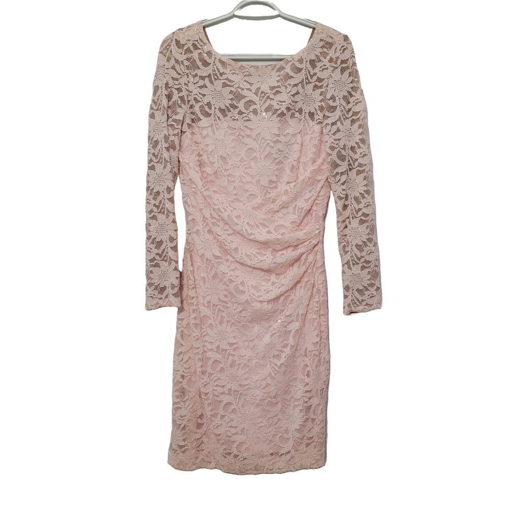 Lauren Ralph Lauren Light Pink Lace Dress Size 10 Wedding Mother of Bride Groom
